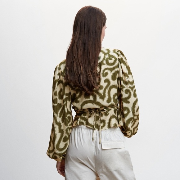 Mango Olive Patterned Blouse - Picture 2 of 7